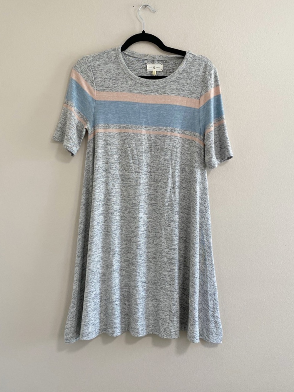 Lou & Grey Heathered Gray T-shirt Swing Dress Size X Small